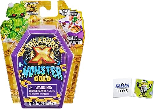 Treasure X Monster Gold Mini Coffin – Monster Hunters Unboxing Adventure paquete individual – Los estilos pueden variar con 2 calcomanías My Outlet