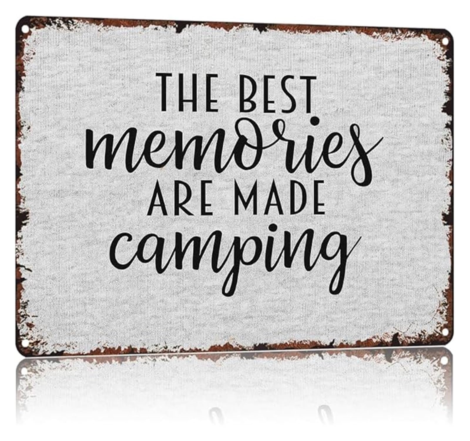 PKNVKZIDK Camping Gift for Him The Best Memories Are Made Camping Retro Aluminum Metal Sign Rustic Tin Sign for RV Camper Cabin Wall Decor 8 X 12 in