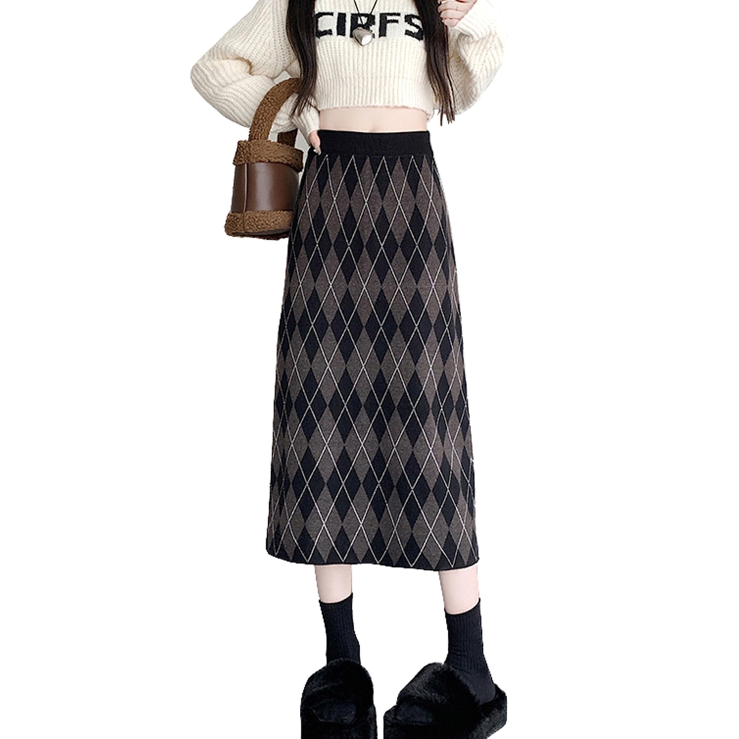 【美品】PEARLY GATES アーガイル柄＋モール ニットスカート 膝丈 M 美品】PEARLY GATES アーガイル柄＋モール ニットスカート 膝丈 M