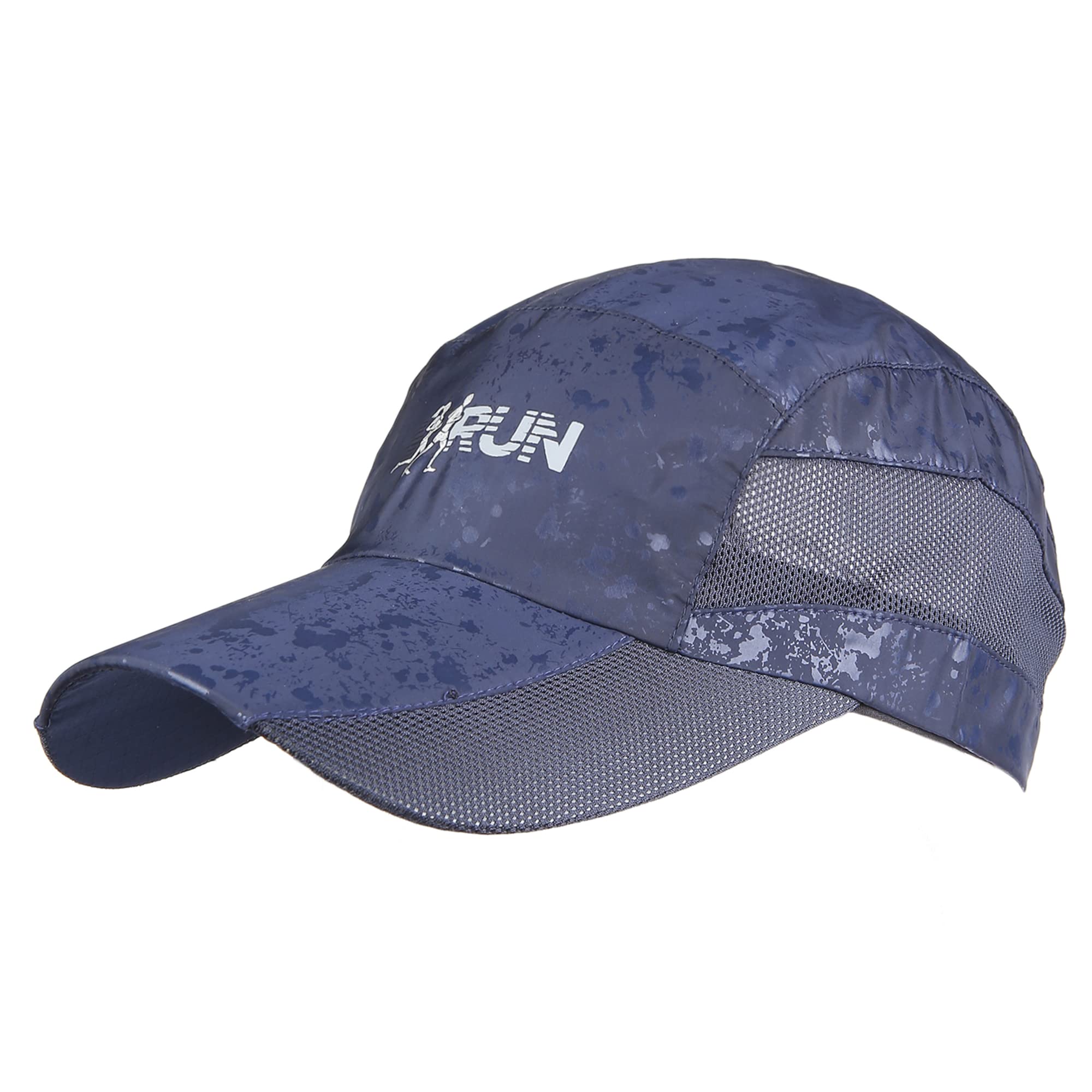 iSWEVENPrinted Summer Breathable Mesh Baseball Cap Quick Drying Hats for Men Outdoor Light Weight UV Protection Cap (Blue, 8003B)