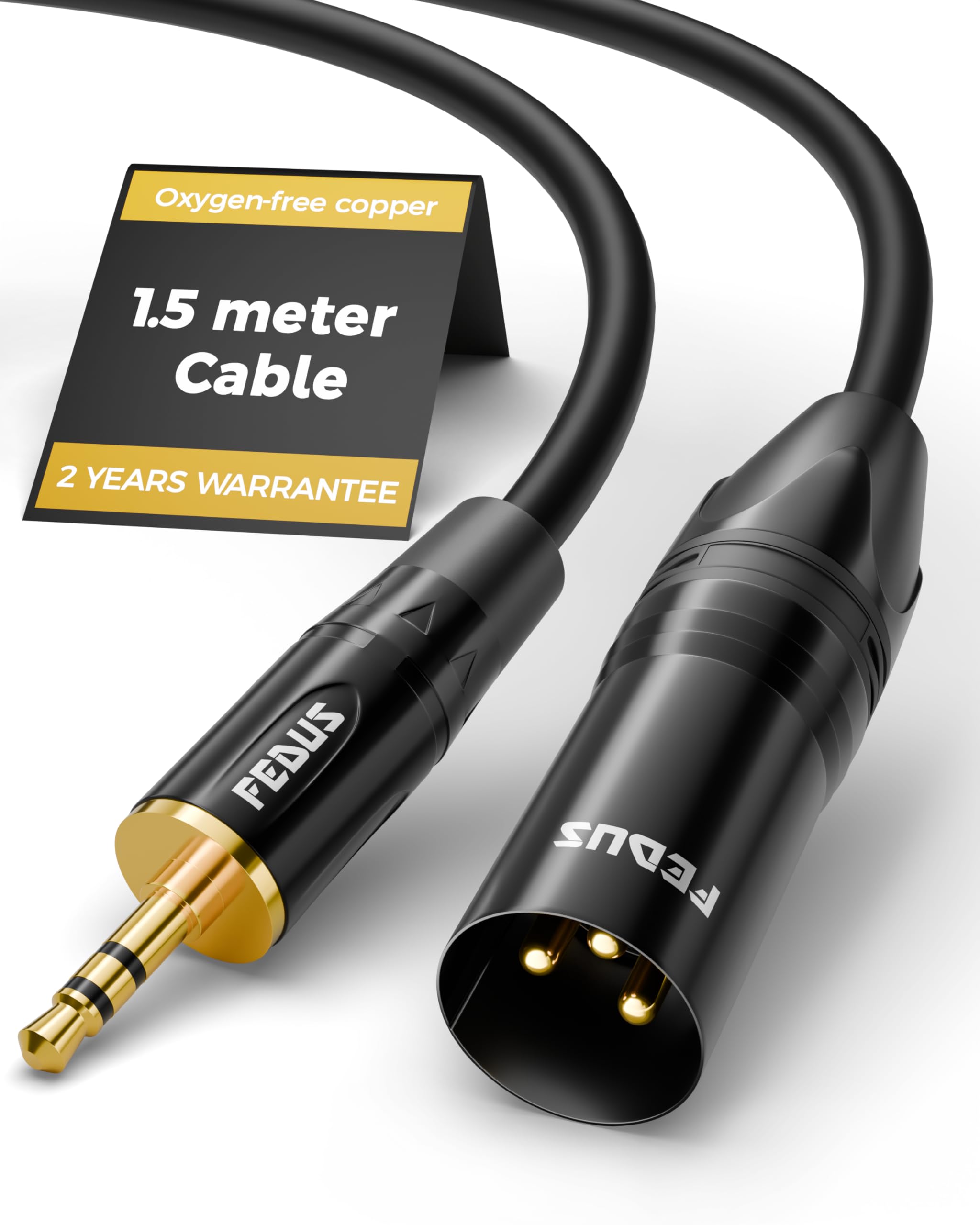 FEDUS StagePro 1.5 Meter 3.5mm to XLR Balanced Cable Adapter, Professional Low Noise Gold-Plated 1/8 inch Aux to XLR Male Audio Cord Wire for Cell Phone, Laptop, Speaker, Mixer, iPhone, iPod, Tablet-picture-10
