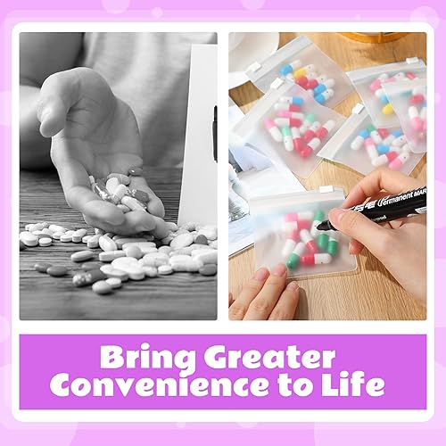 Miniatura 5 de 48 bolsas para píldoras, juego de bolsas para píldoras con cremallera, organizador de medicamentos translúcido reutilizable, bolsa de medicamentos
