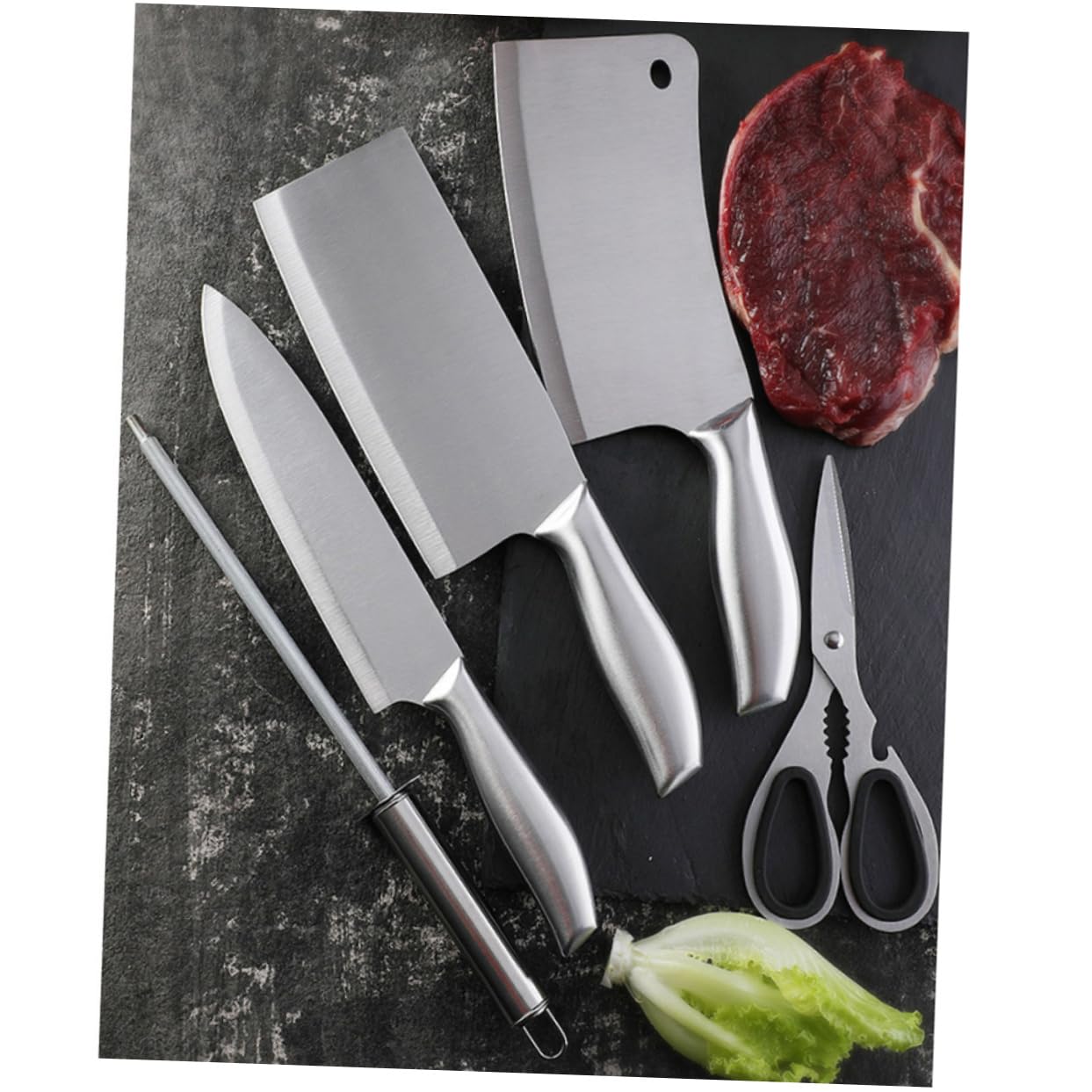 TOPBATHY Juego de Cuchillos de Cocina 6 Piezas de Acero Inoxidable