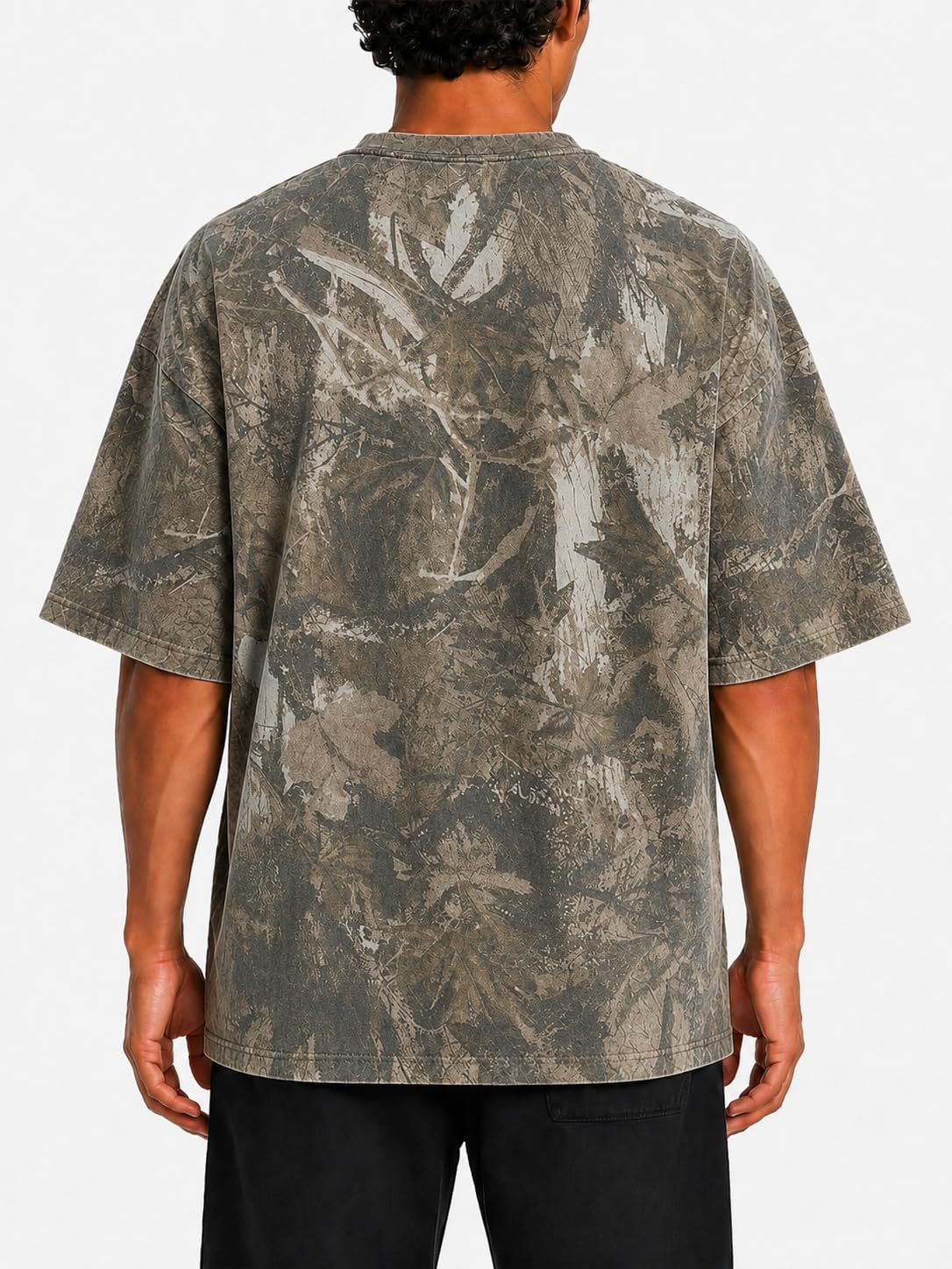 Mens Camo Oversized Shirt Y2k Crewneck Maple Leaf Printed Short Sleeve Summer Graphic Tees