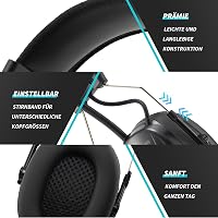 PROTEAR Bluetooth 5.3 Hallásvédő Fülvédő DAB+/FM Rádióval, Újratölthető Akkumulátor, SNR 30dB 4