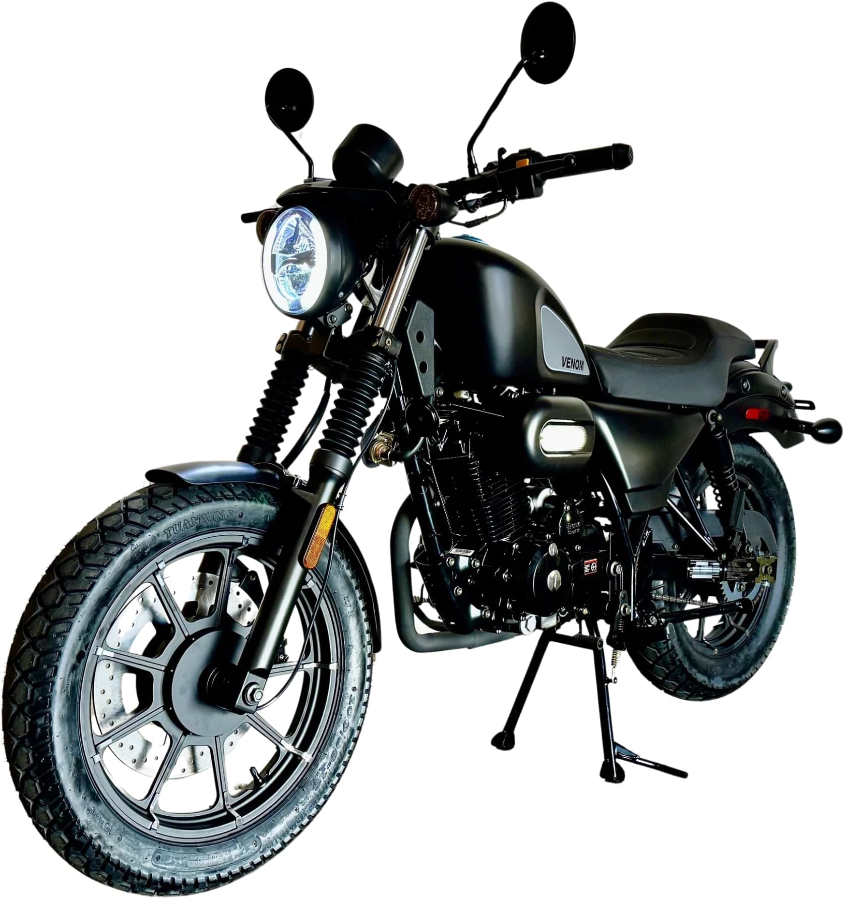 BELMONTE BIKES Venom Ghost 250cc Chopper, 5-Speed Transmission, Cruising Bike