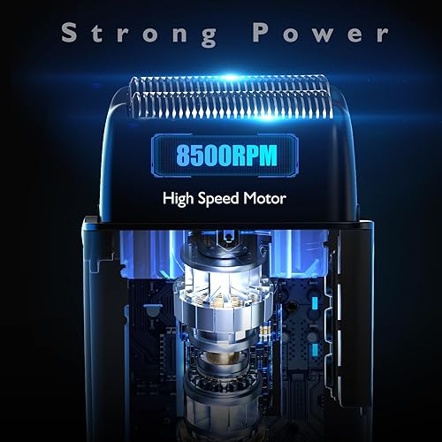 Miniatura 4 de Maquinilla de afeitar eléctrica para la cara de hombre, afeitadora eléctrica para hombres, afeitadora de aluminio con 3 velocidades ajustables,