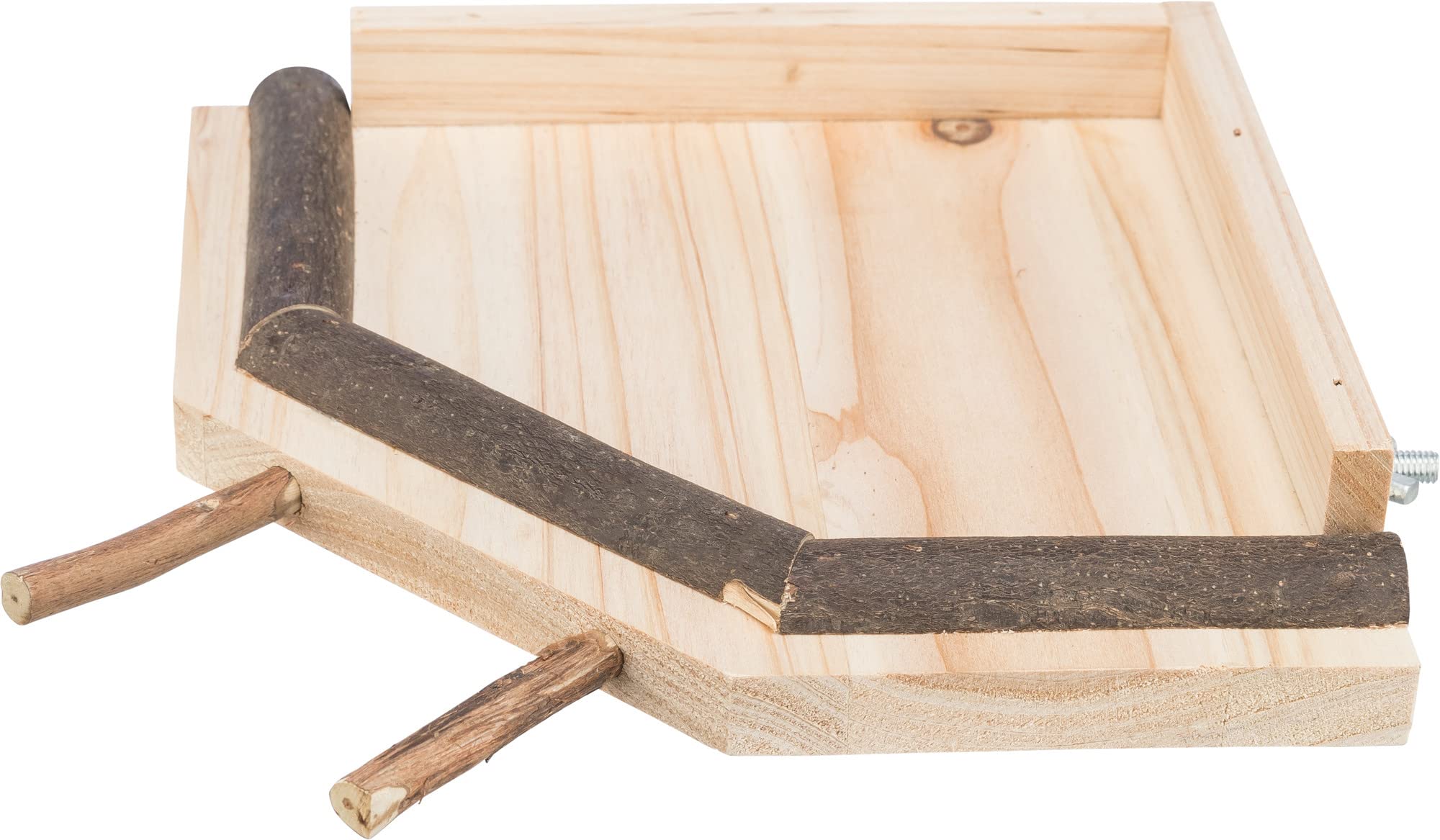 Platform with perches, wood, 19 × 19 cm