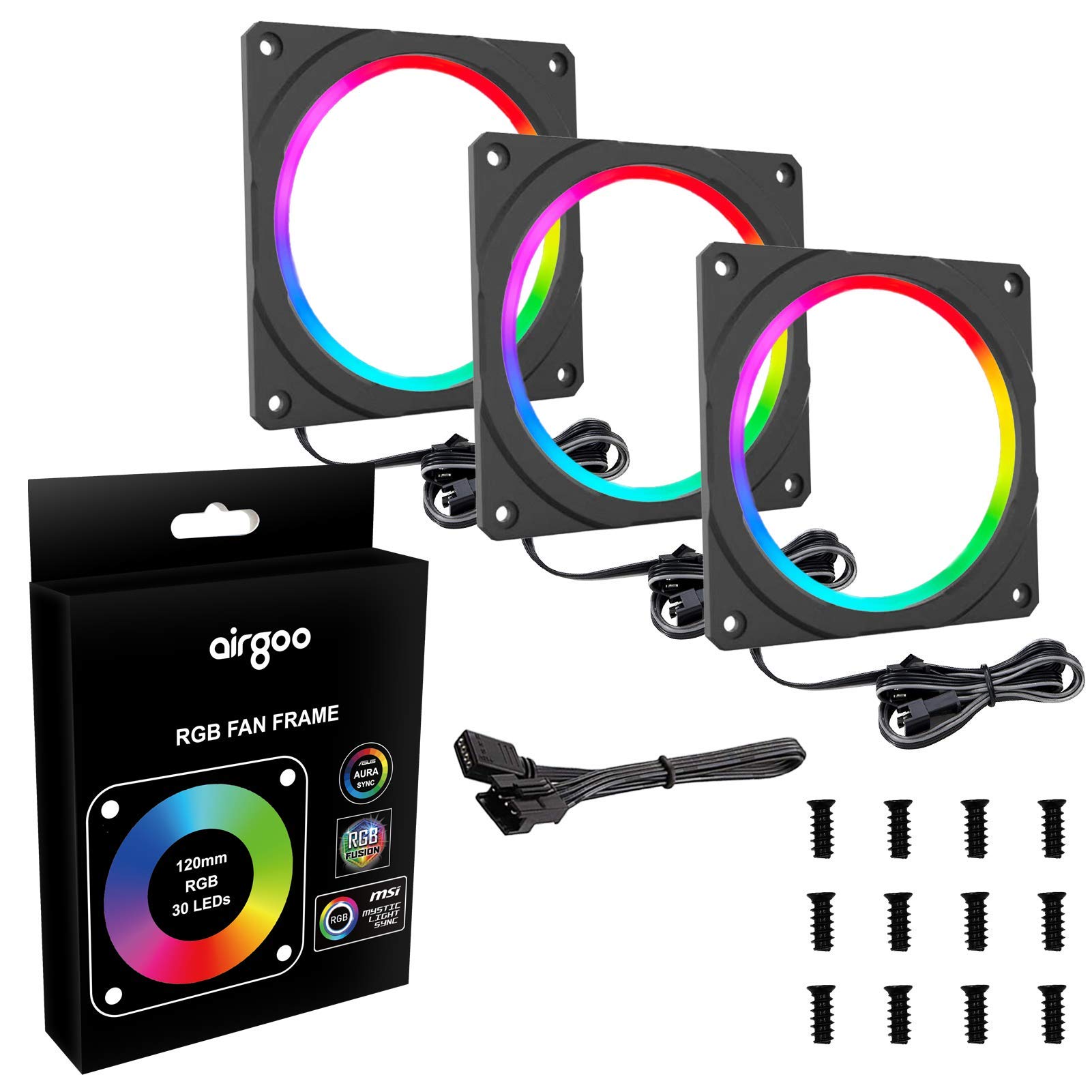 Buy RGB Case Fan Frame, High Density LEDs RGB Lighting Frame for 120mm