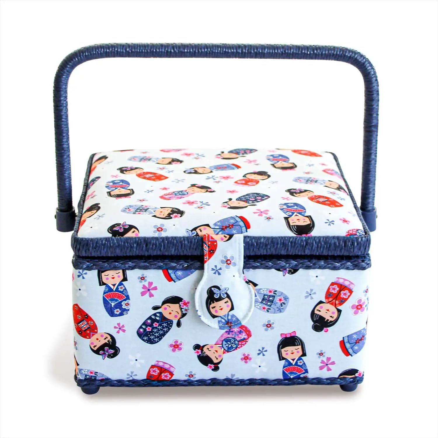 Prym 612085 Sewing Basket Cotton Light Blue 230 x 230 x 140 mm, Lightblue