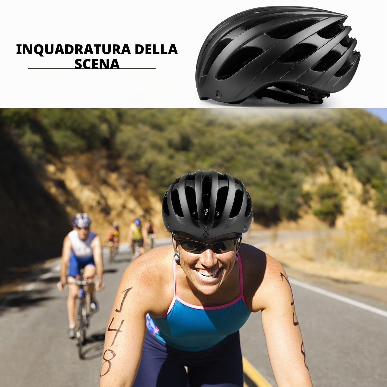 Caschi da Bici per Uomo e Donna, KINGLEAD Casco da Bici MTB con Occhiali Magnetici e Luce USB Ricaricabile, Casco da Corsa per Mountain Bike Regolabile con Strisce Riflettenti