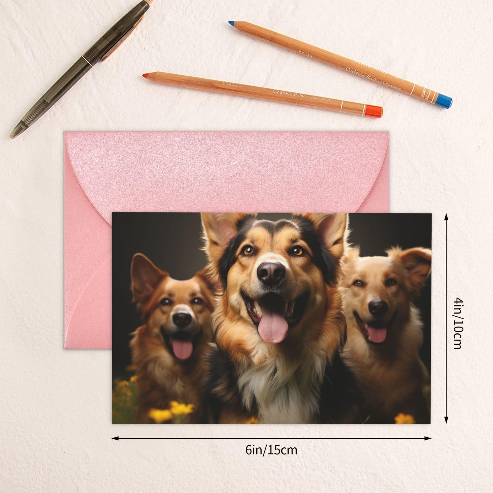 BONDIJ Biglietti di auguri con buste, motivo cane pechinese, biglietti di ringraziamento per tutte le occasioni, compleanno, ringraziamento, matrimoni, feste e molto altro ancora, 10,2 x 15,2 cm