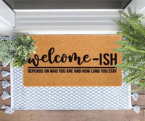 Miniatura 7 de Welcome-Ish - Felpudo para puerta delantera, Welcome-Ish Depends Who You eres, tapete antideslizante para entrada al hogar, granja (17 x 29 pulgadas)