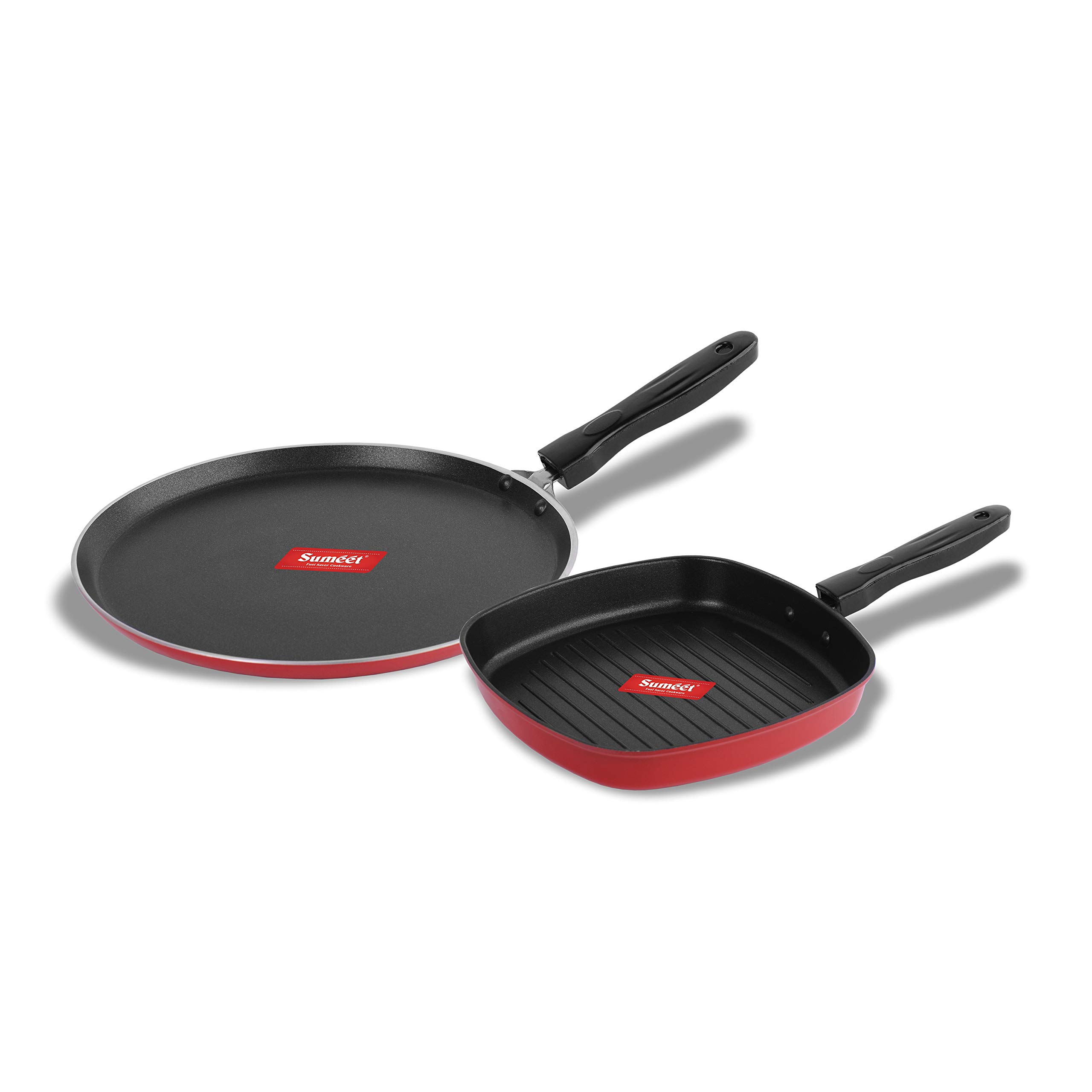 Sumeet 2.6mm Thick Non-Stick Berry Cookware set (Dosa Tawa – 26.5cm Dia + Grill Pan – 1.1Ltr Capacity – 22cm Dia) - Image 5 thumbnail