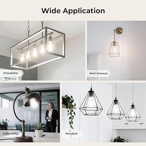 Miniatura 7 de Bombillas Edison regulables, luz blanca diurna de 4000 K, equivalente a 6 W equivalente a bombilla LED E26 de 60 W, bombillas vintage ST58, 600 LM,