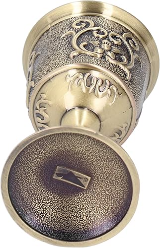 Miniatura 7 de Copa de vino de cáliz de bronce, mini copas de vino vintage en relieve, copa de cobre en relieve, cáliz de vino con patrón de flores, 2.9 x 1.5 x