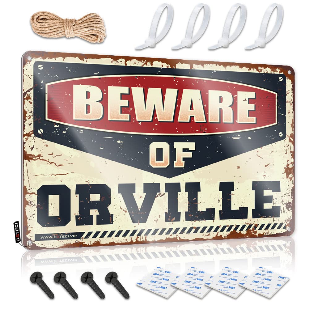 IBWNBBUSN Personalized Bar Signs Beware Of Orville Tin Sign Man Cave Bar Backyard Bar Sign(30X40CM)