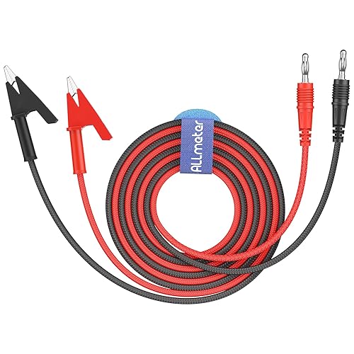 Miniatura 16 de 1 par de cable de prueba de enchufe de plátano a clip de cocodrilo, 39.4 in/3.28 pies, corriente nominal de 15 A, voltaje máximo de 1000 V, cable