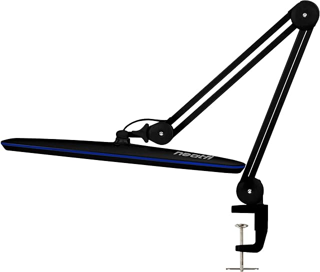Neatfi XL 2,200 Lumens LED Task Lamp with Clamp, UK Plug, 24W, 117 Pcs SMD LED, 58CM Ultra Wide Lamp, 4 Level Brightness Dimmable, Eye-Caring LED Lamp, Glare Free (Black)