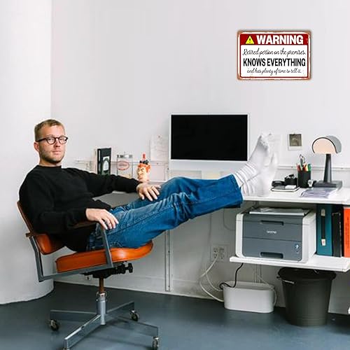 Miniatura 4 de Letreros de Jubilación Regalos Divertidos de Jubilación Para Hombres Letrero de Chistes de Papá Letreros de Metal para Patio Advertencia Persona