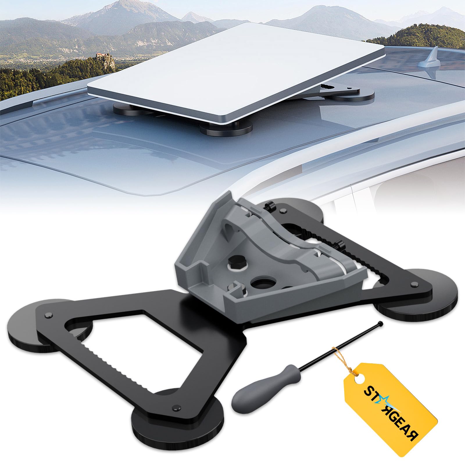 STARGEAR Starlink Mini Mount, Magnetic with 200lbs Heavy Duty Magnet Bases, Starlink Mini Accessories Lockable Starlink Mount for RV, Car, Boat, Truck Aluminum Alloy