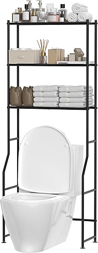 Almacenamiento de 3 niveles sobre el inodoro, estantes de baño de metal independientes, ahorro de espacio sobre el inodoro estante de almacenamiento
