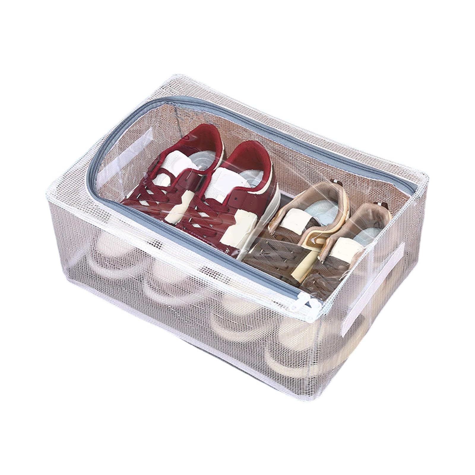 Contenitore per scarpe pieghevole trasparente in PVC e struttura in metallo, design a rete traspirante, salvaspazio, ideale per scarpe da ginnastica e tacchi
