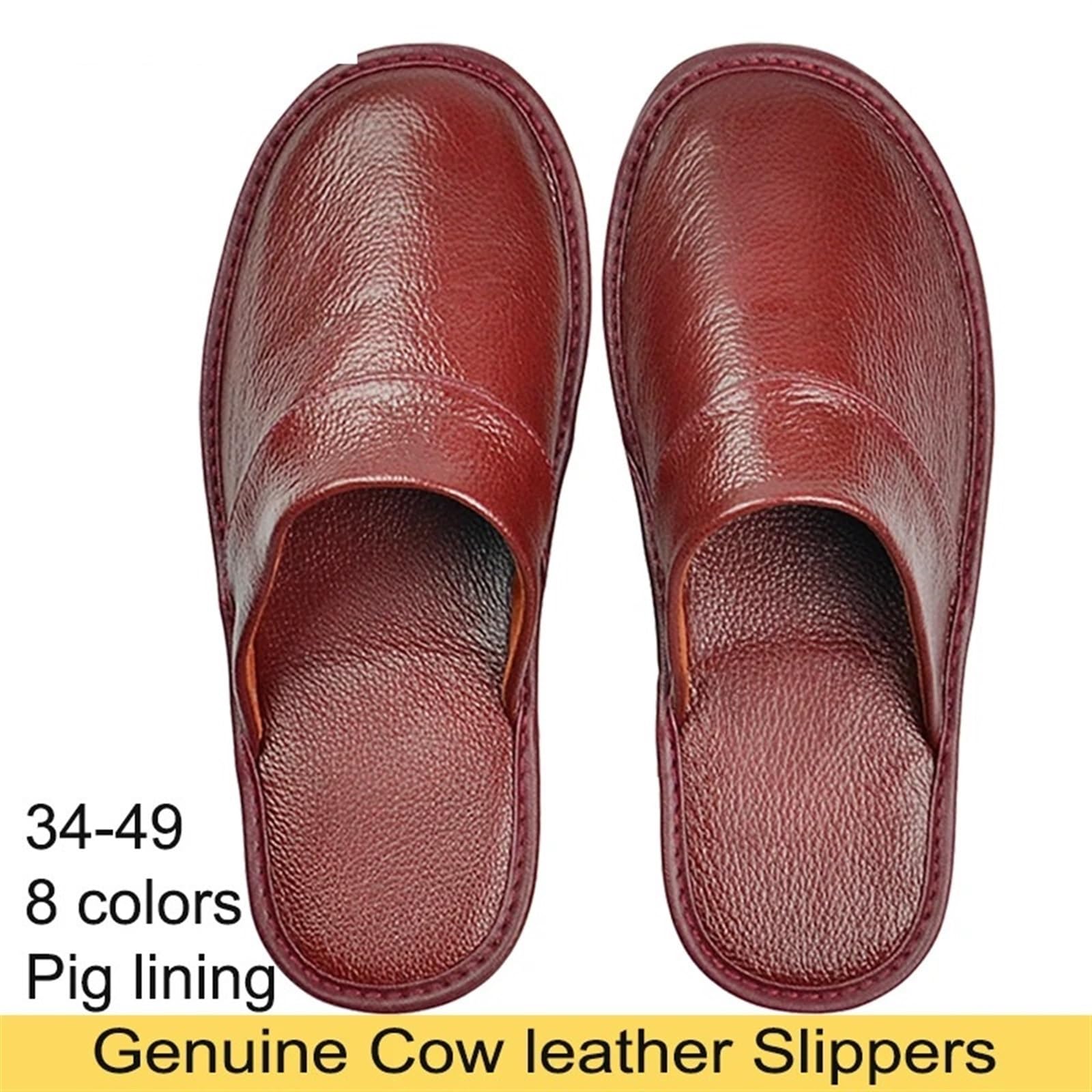 Pantofole in vera pelle di mucca grandi dimensioni, for interni, primavera, autunno, uomo, donna, anziani, antiscivolo, casual, singole Per uso Domestico