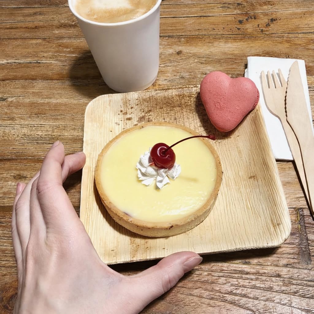 Palm Leaf Plates 100 Count - 6" Square Disposable Heavy Duty Dinnerware - Appetizer and Dessert Plates for Weddings, Catering, Parties