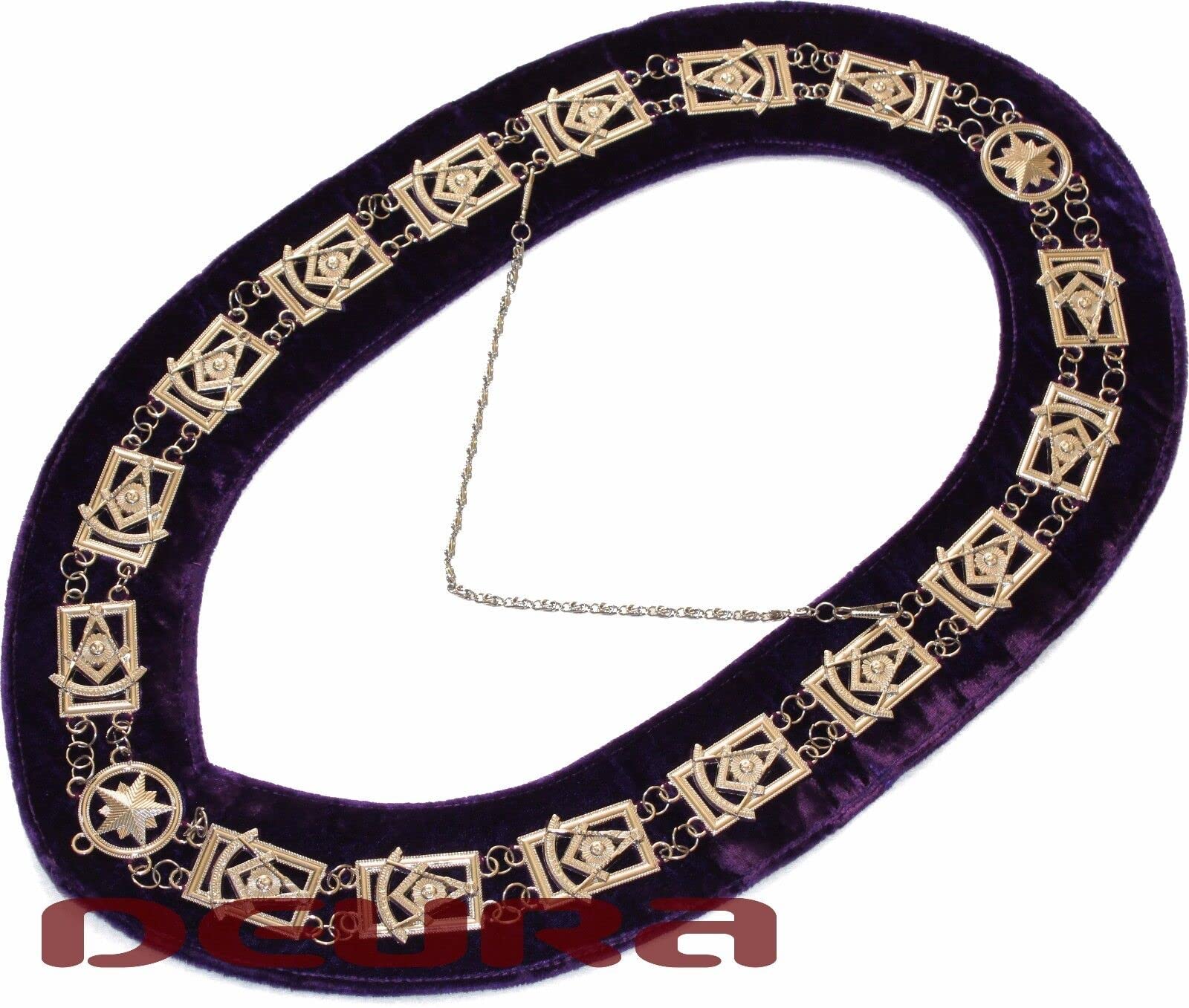 Masonic Collar Past Master Purple Backing Silver Chain Dmr-200Sp