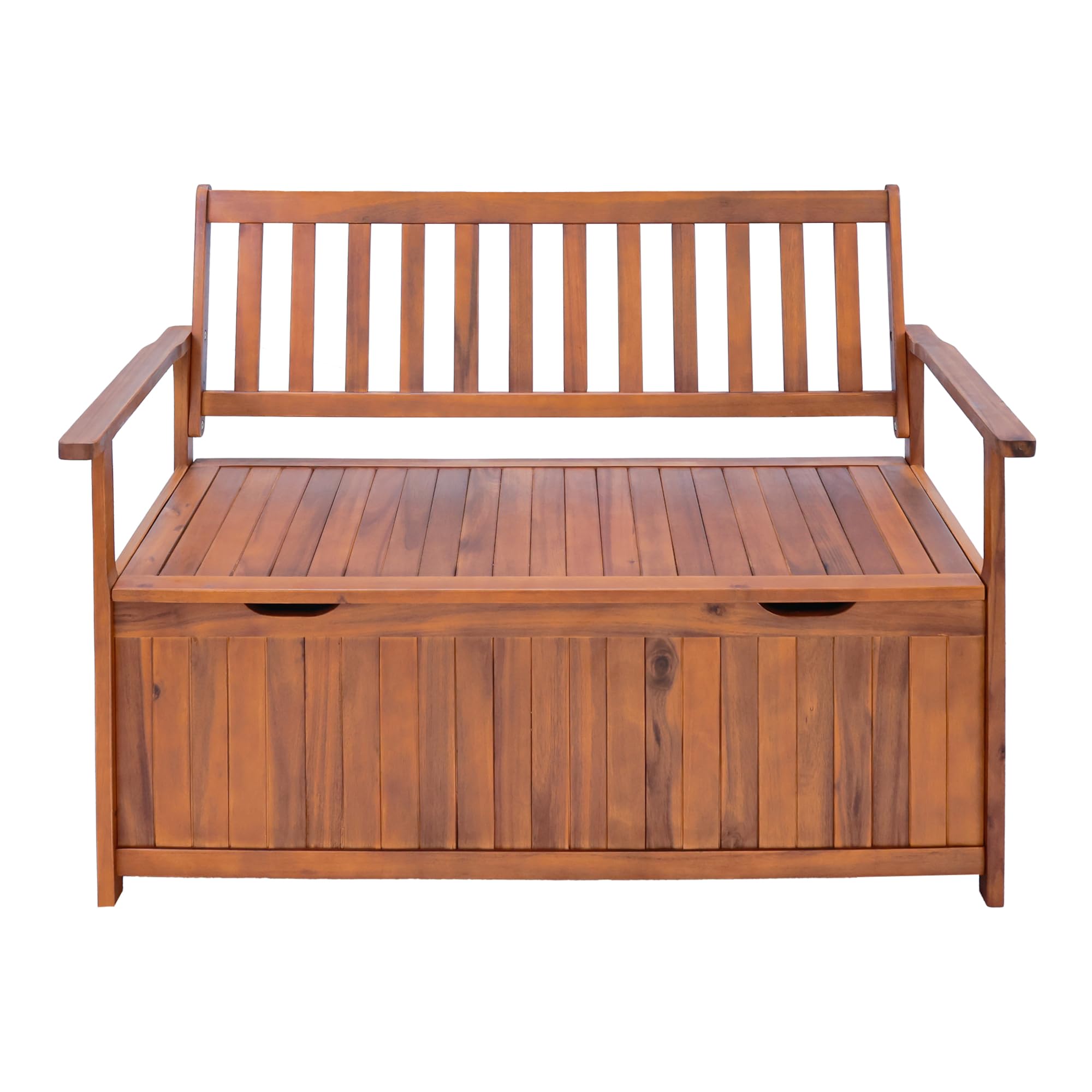 [en.casa] Gartenbank Avezzano mit Staufach Sitzbank für 2 Personen Truhenbank 2-Sitzer Outdoor-Bank aus Akazienholz 130x60x88cm Holzfarben