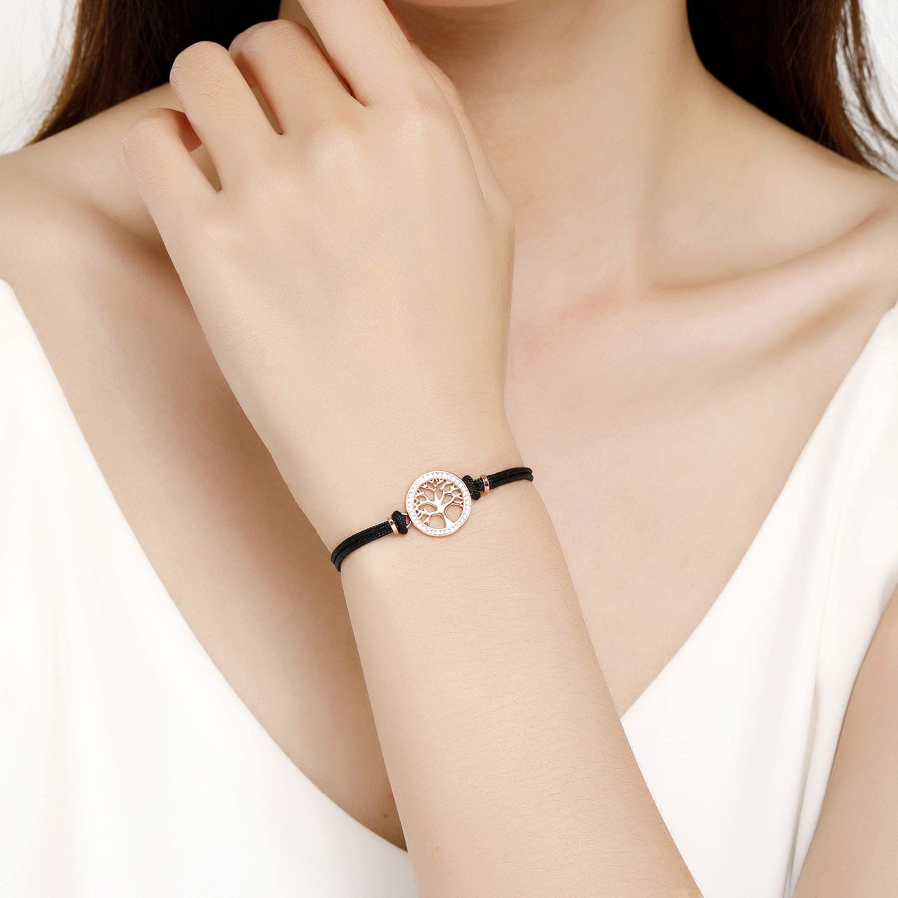 Jrêveinfini Árbol de la Vida Pulsera Mujer Plata de Ley 925 con Caja de Regalo, Regalo Navidad Cumpleaños Mujer Niña, Ajustable 16+3cm