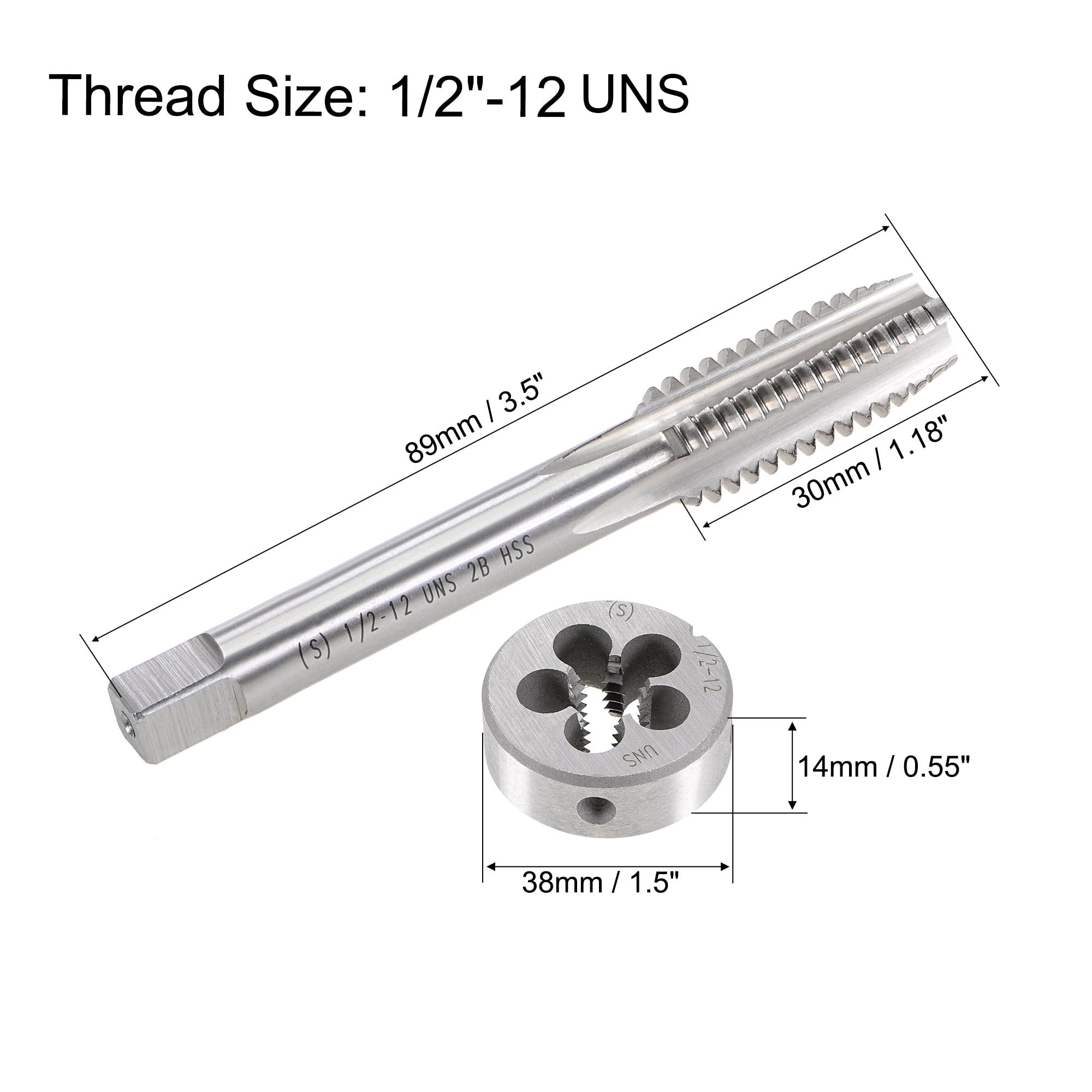 Sourcing Map M8 X 1.25mm Metric Left Hand Tap And Die Set, HSS Machine Thread Screw Tap With Alloy Tool Steel Round Threading Die - View #7