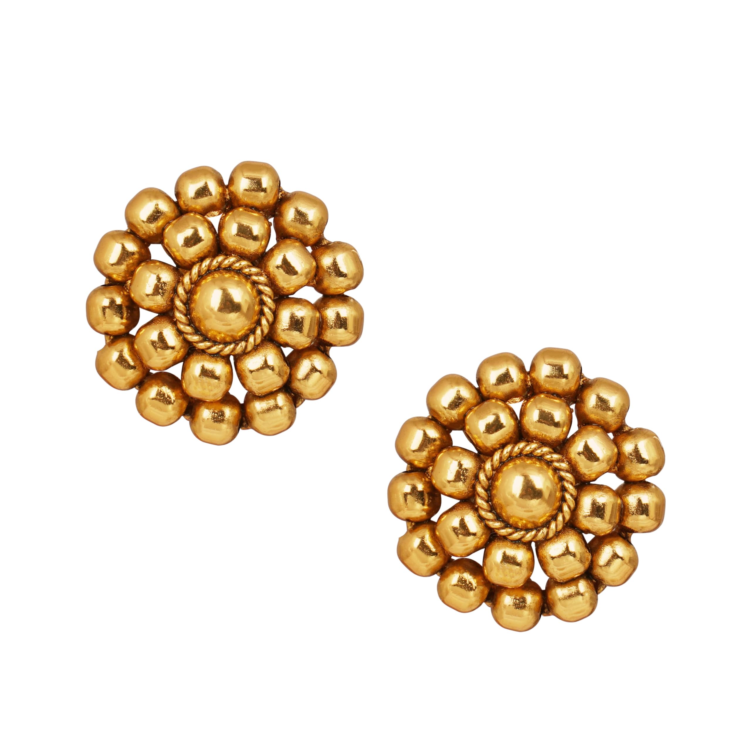 Jewellery for Less Elegant Golden Beaded Design Stud Earring for Women and Girls.