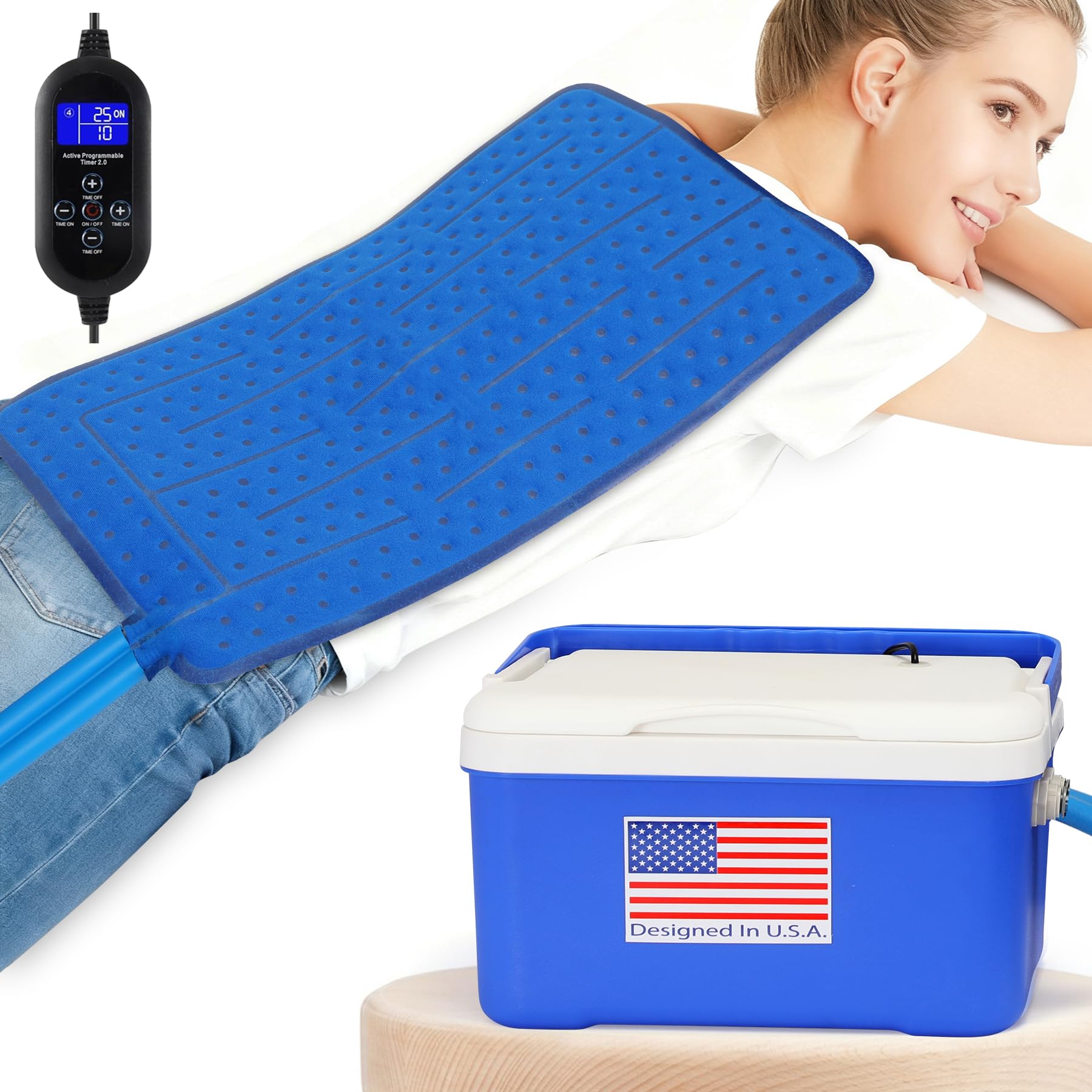 Máquina de terapia de frío con temporizador programable, almohadilla grande universal para hombros, brazos, espalda, cintura, caderas, piernas y rodillas, terapia de hielo para poscirugía, sistema de
