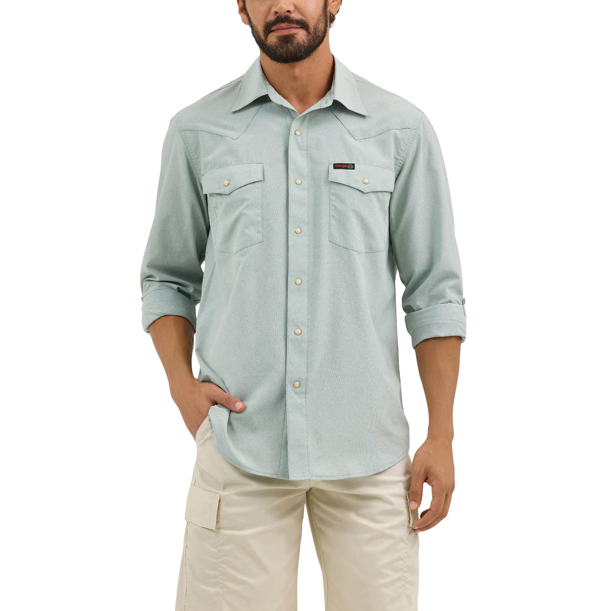 ATG Wrangler Mens Cerulean Drover Utility Shirt, Blue, Large