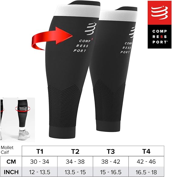 COMPRESSPORT Calf Compression Sleeve - R2V2 - Muscle Protection, Performance and Recovery for Sports - Ultralight and Anti-Fatigue - Running, Cycling, Trail and Triathlon