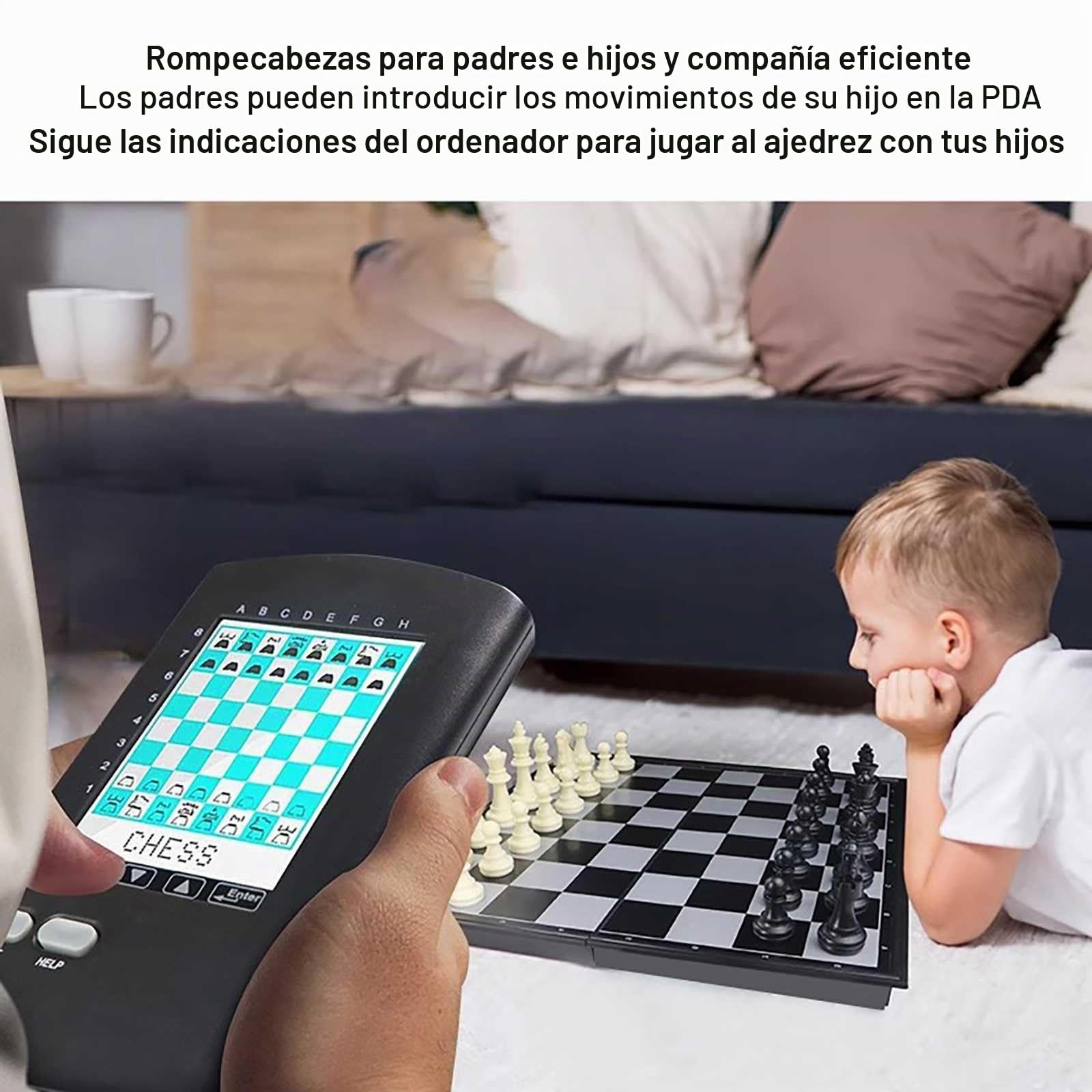 Mini Ajedrez Electronico Inteligente,Ajedrez TáCtil Juego Hombre-MáQuina MúLtiples Formas De Jugar,Ajedrez PortáTil HD PortáTil Partida De Un Jugador contra El Ordenador