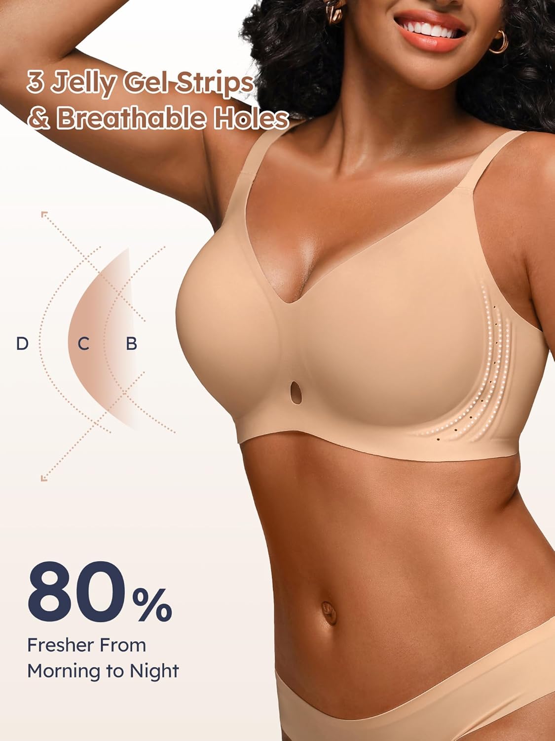 S-L Wireless Jelly Bras for Women with Support - Seamless Bra No Underwire Full Coverage Comfort T-Shirt Bralette - Image 4