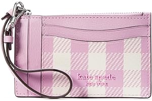 Kate Spade Morgan Gingham Field Printed PVC Coin Card Case Wristlet in Berry Cream Multi