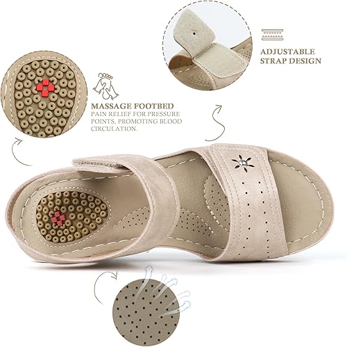 Miniatura 2 de JABASIC Sandalias cómodas para mujer, sandalias ortopédicas para caminar, sandalias ortopédicas con soporte para el arco