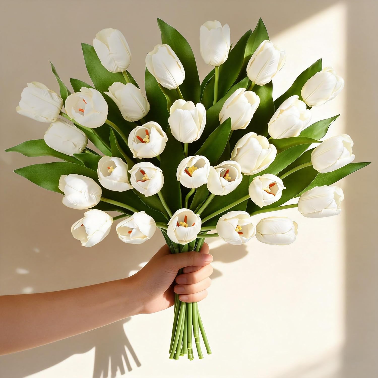 Livole 12 Pcs White Tulips Artificial...