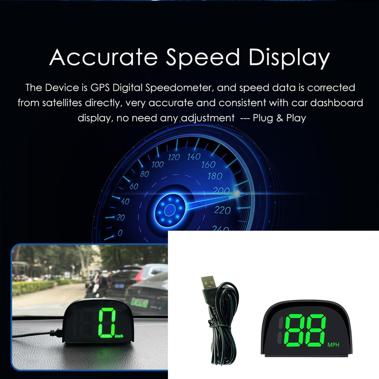 Car Speedometer Large Font Display Car Speed Meter Non Reflective Screen Upgrades Vehicles Dashboard