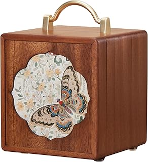 Wooden Jewelry Box for Women 4 Tier Walnut Wooden Jewelry Box with handl...