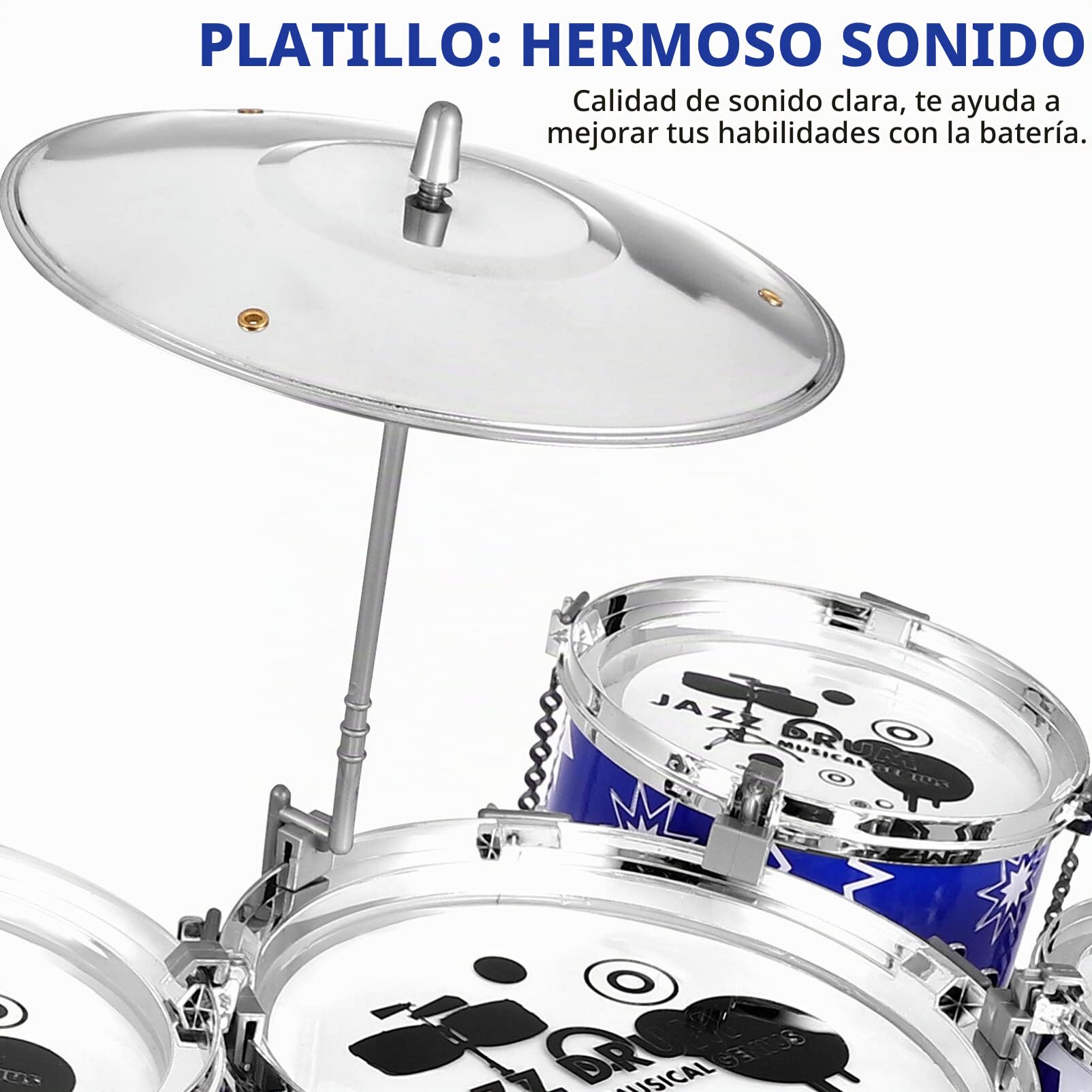 Toyvian Conjunto De Batería De Jazz Conjunto para Niños Pequeños con Taburete Conjunto De Instrumentos Musicales Educativos Juego De Batería para Niños Juego