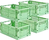 Vista 18 de Paquete de 2 pequeñas cestas de almacenamiento de plástico pastel, cajas plegables para organizar, mini contenedores que ahorran espacio para aula