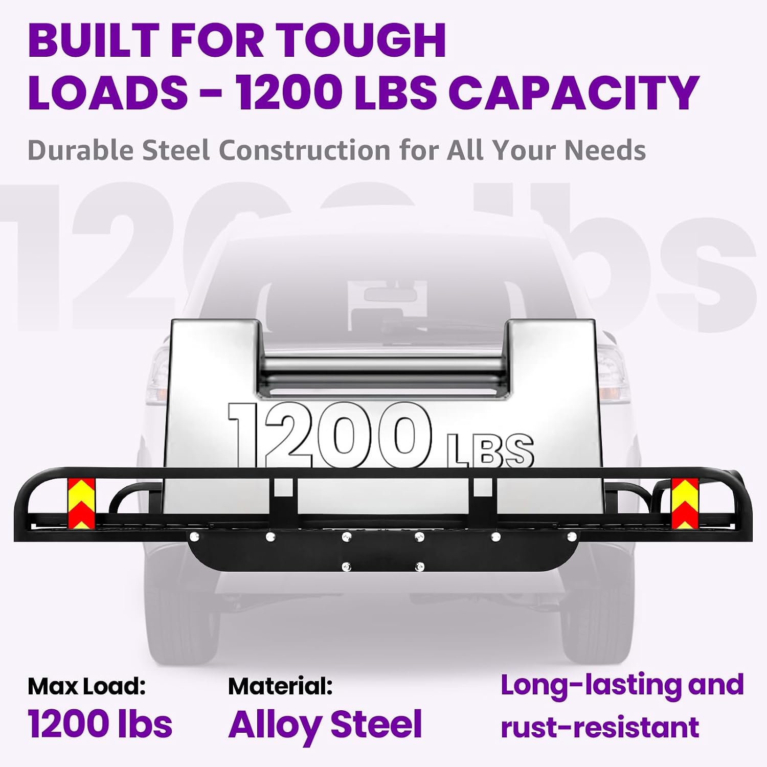 800 LBS Aluminum Cargo Carrier with Ramp, 50" x 29.5" Trailer Hitch Cargo Basket - Heavy Duty Rack & Secure Link Accessories, for SUV, Truck, Pickup (Black)