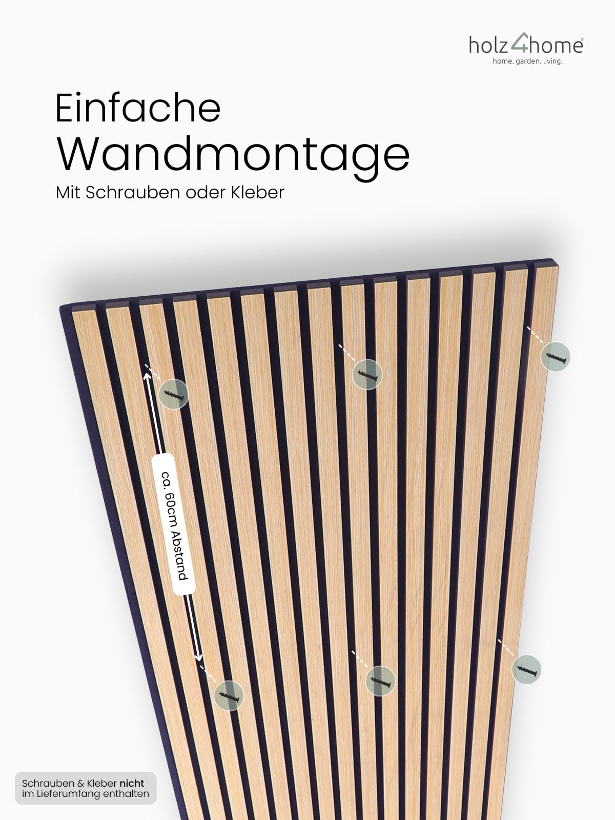 holz4home® 2er Set Akustikpaneele Holz 240x60 cm Eiche I Wandpaneele Innenverkleidung Wandpaneele in Holzoptik I Lamellenwand 3D Holzverkleidung Paneel Holzpaneele