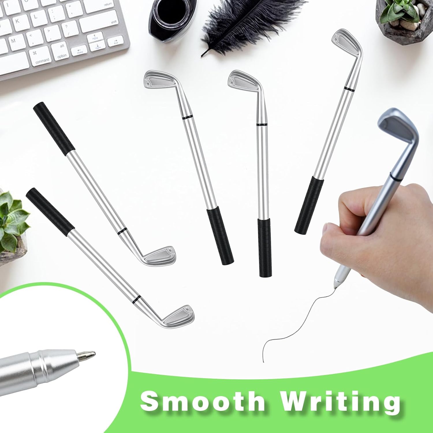 15 PCS Golf Ballpoint Pen Funny Sports Golf Pens, Black Gel Ink Pens for Golfing Club Props, Coworkers, Office Stationery Gift Supplies