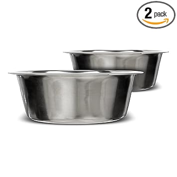 Neater Pet Brands Stainless Steel Dog and Cat Bowls (2 Pack) - Extra Large Metal Food and Water Dish (12 Cup)